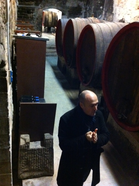 Discussing wines in Castello del Trebbio's ex-prison